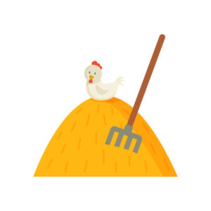 Chicken graphic hay and pitchfork